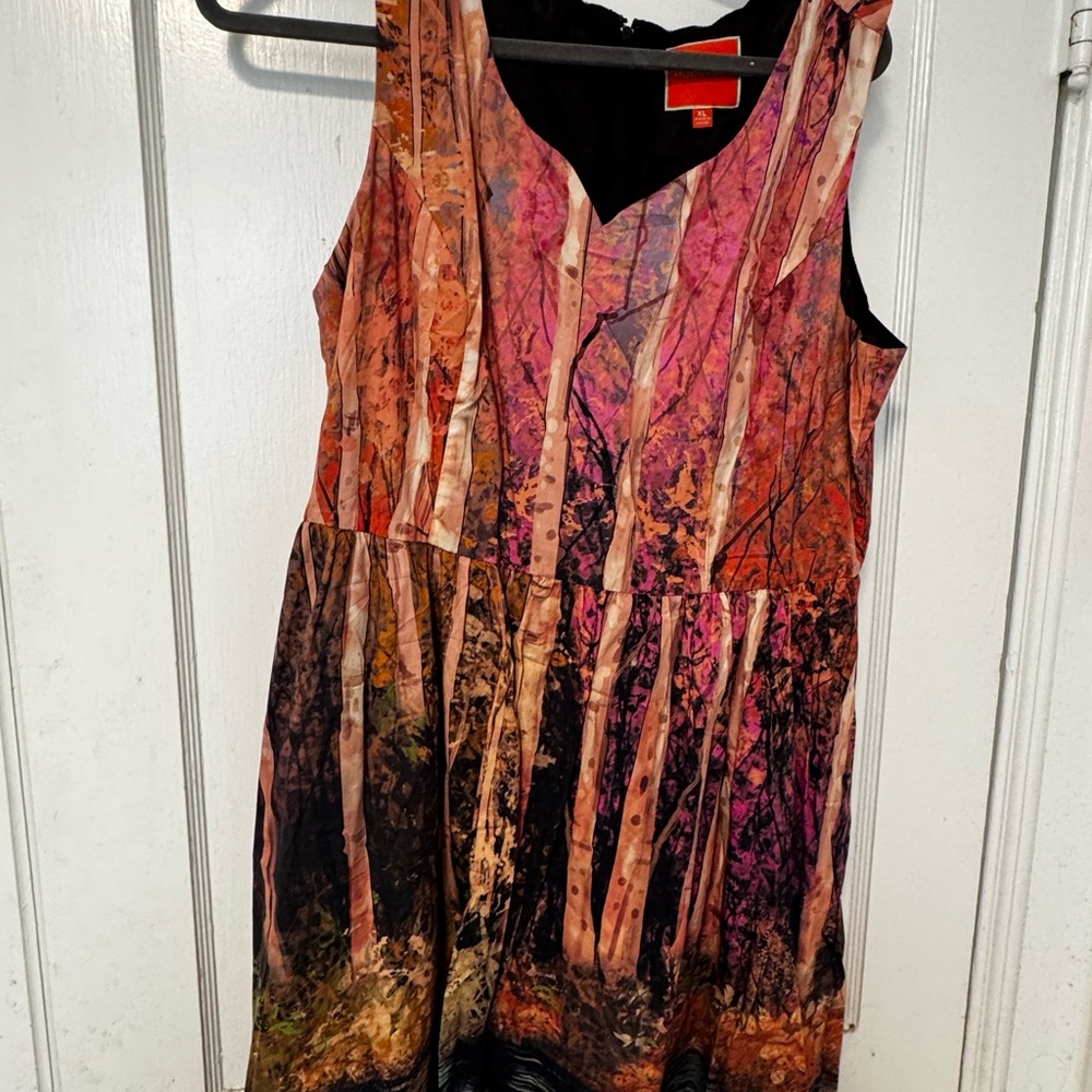 Vibrant Forest Print Sleeveless Dress